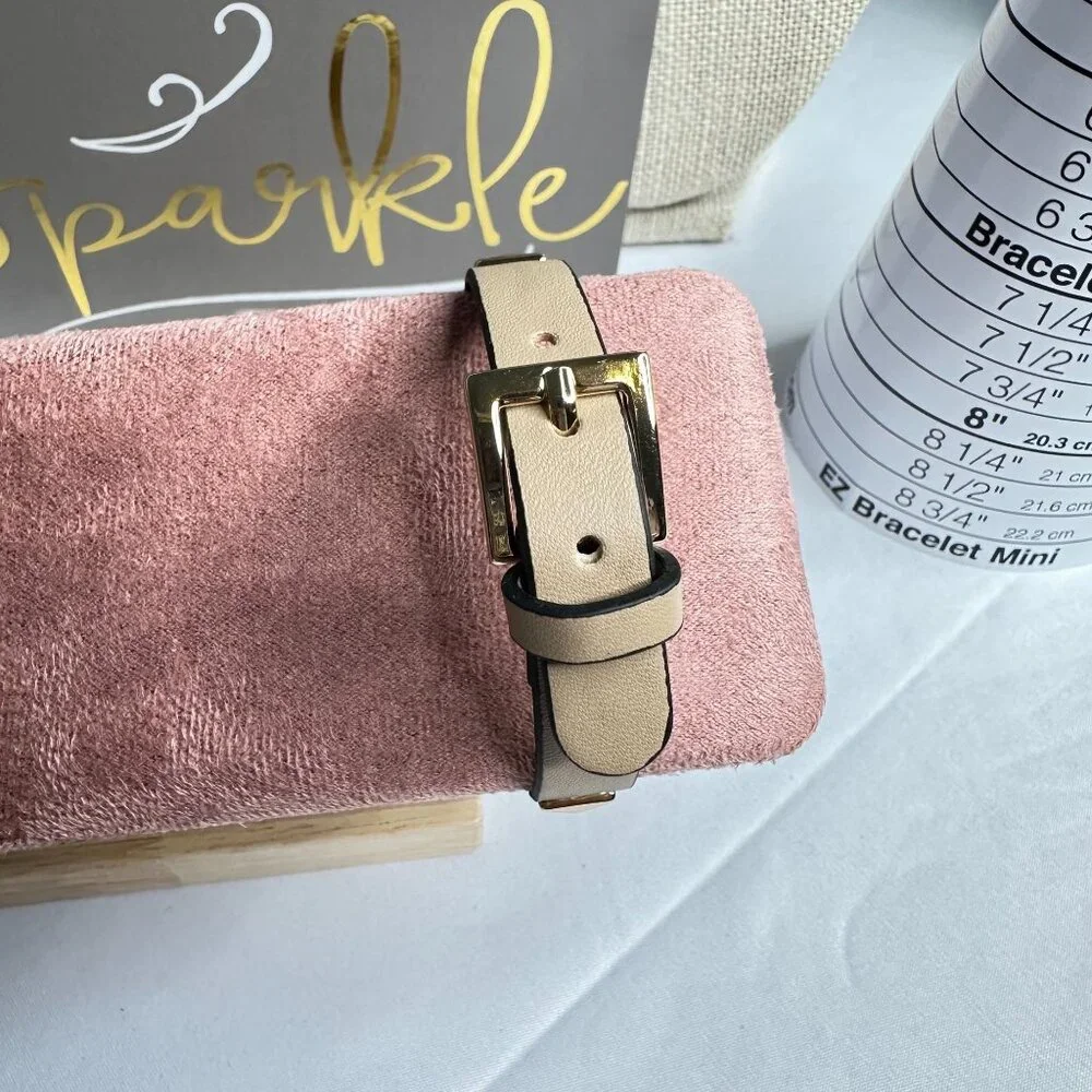 Park Lane Radley Nude Vegan Leather Adjustable Bracelet W/ Gold-Tone Studs 7-8" - Picture 2 of 6